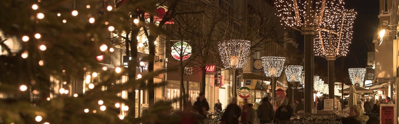 Julelys i gågade i Frederikshavn.